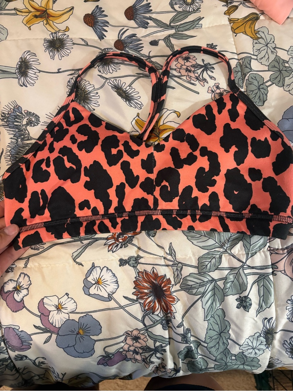 Fleo Coral and Black Leopard Sports Bralette